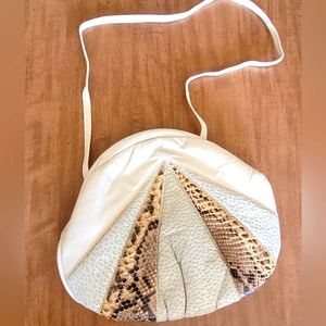 Vintage 80s snake skin and leather shoulder bag/clutch